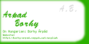 arpad borhy business card