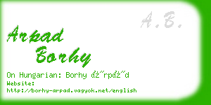 arpad borhy business card